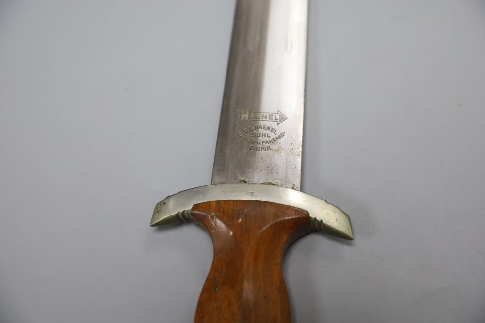 A German WW2  SA dagger, by C. G. Haenel, Suhl, the 22cm blade, inscribed 